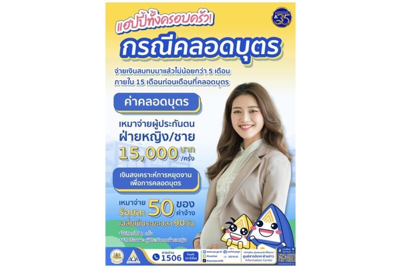 สำนักงานประกันสังคมมอบสิทธิประโยชน์กรณีคลอดบุตร เปิดเงื่อนไขขอรับสิทธิง่ายๆเช็คที่นี่