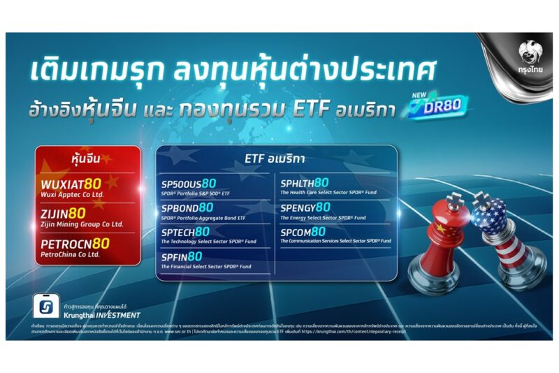 กรุงไทยเปิดตัวลงทุนหุ้นนอก DR (ชุดใหม่) “10 หลักทรัพย์” ขยายโอกาสลงทุนทั่วโลก อ้างอิงกองทุน ETF ชั้นนำและหุ้นเมกะเทรนด์ของจีน ดีเดย์ 11 พ.ย.68