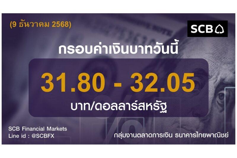 ธนาคารไทยพาณิชย์ ประเมินค่าเงินบาทวันนี้เคลื่อนไหวในกรอบ 31.80 – 32.05 บาท/ดอลลาร์